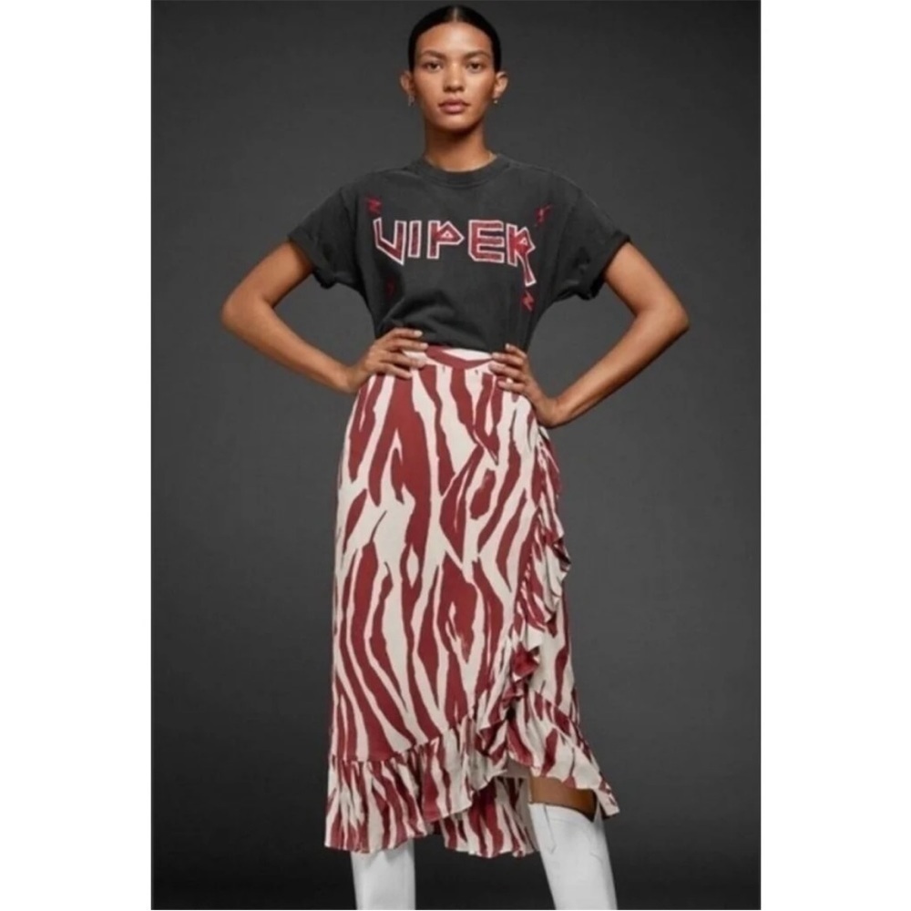 ANINE BING Lucky Wrap Skirt in Zebra Print | Size Medium